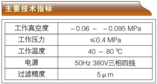 聚結(jié)真空凈油機(jī)-JZJ系列主要技術(shù)指標(biāo)